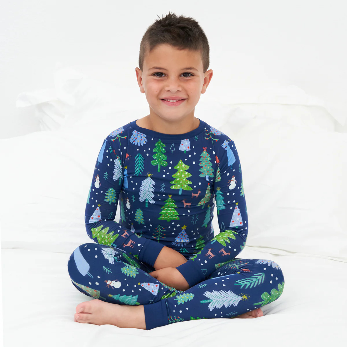 Blue Merry & Bright Two-Piece Pajama Set | Little Sleepies
