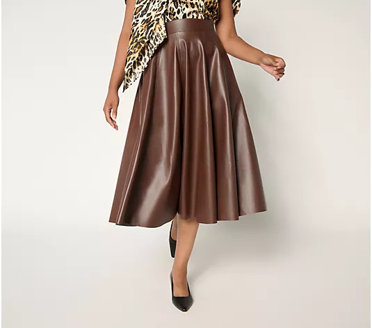 Carla Rockmore Collection Regular Faux Leather Circle Skirt - QVC.com | QVC