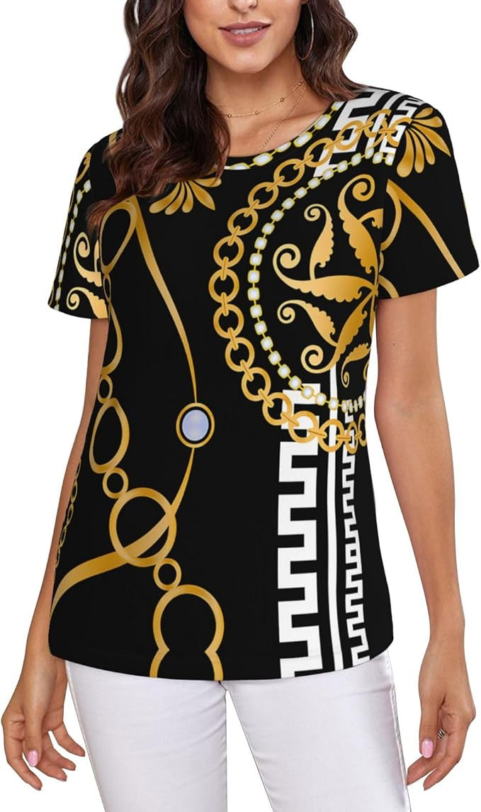 Women's Short Sleeve T-Shirts Print Loose Fit Crew Neck Tops Cool Graphic | Amazon (US)