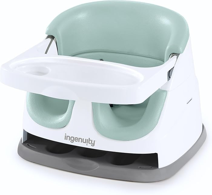 Ingenuity Baby Base 2-in-1 Booster Feeding and Floor Seat with Self-Storing Tray - Mist | Amazon (US)