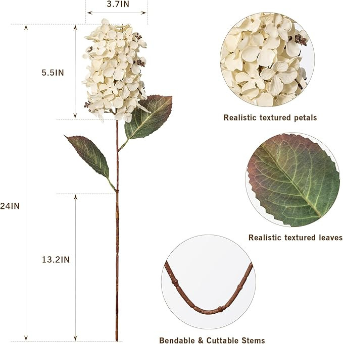 Ttranewsoo Hydrangea Artificial Flowers,Fall Hydrangeas Artificial Flowers, Fake Fall Dried Hydra... | Amazon (US)