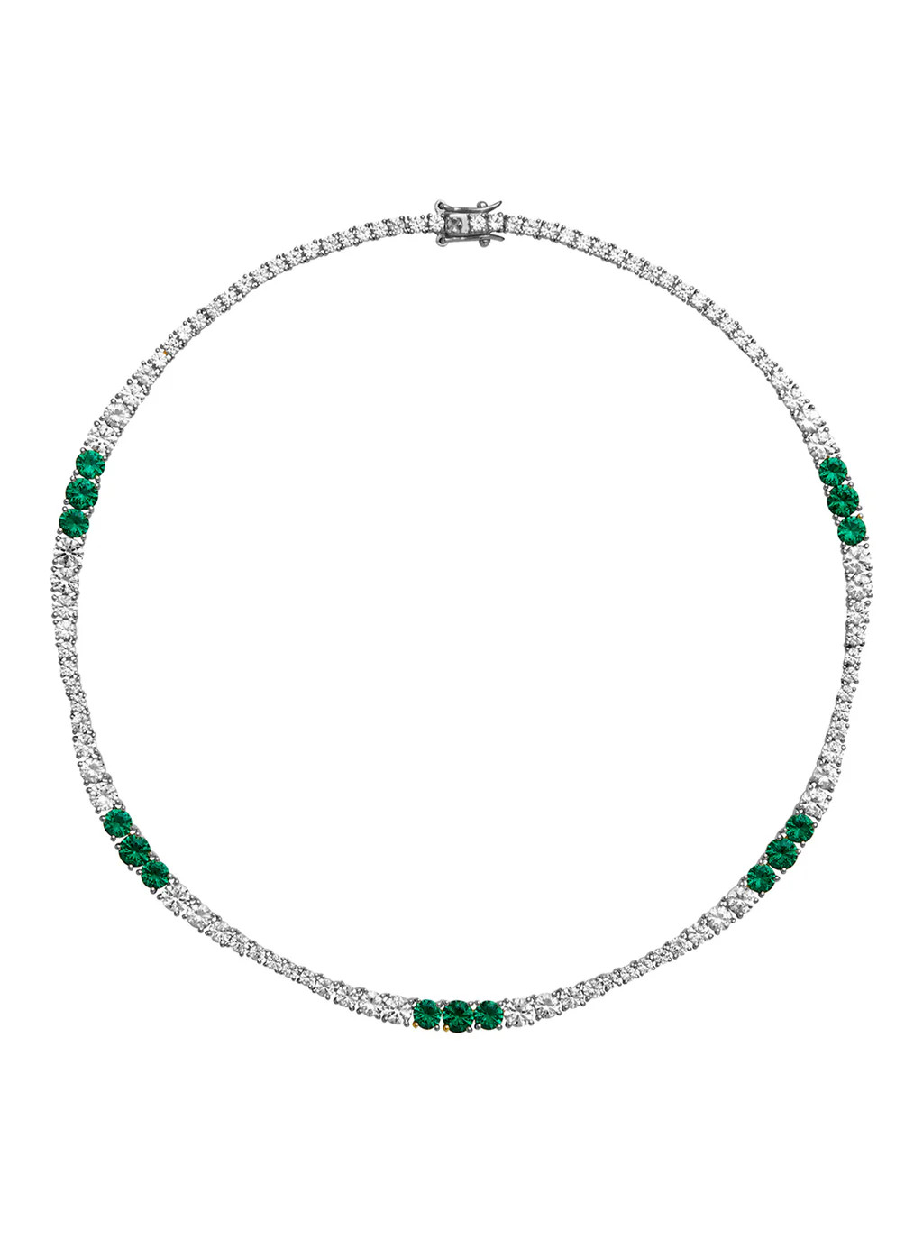 ISADORA, LAB WHITE SAPPHIRE AND NANO CRYSTAL EMERALD SILVER RIVIÈRE NECKLACE | Dorsey