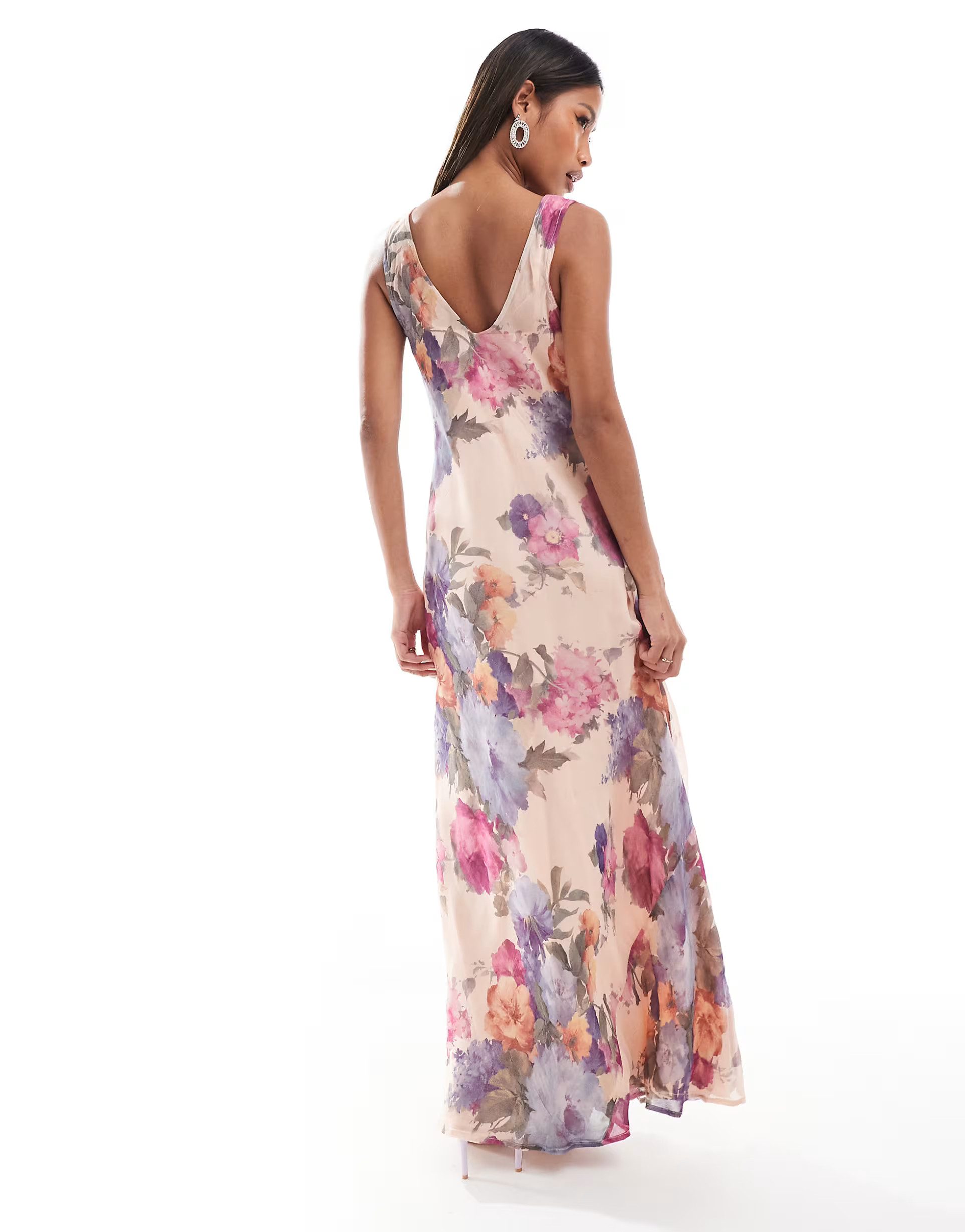 River Island cowl neck floral maxi dress in light pink | ASOS | ASOS (Global)