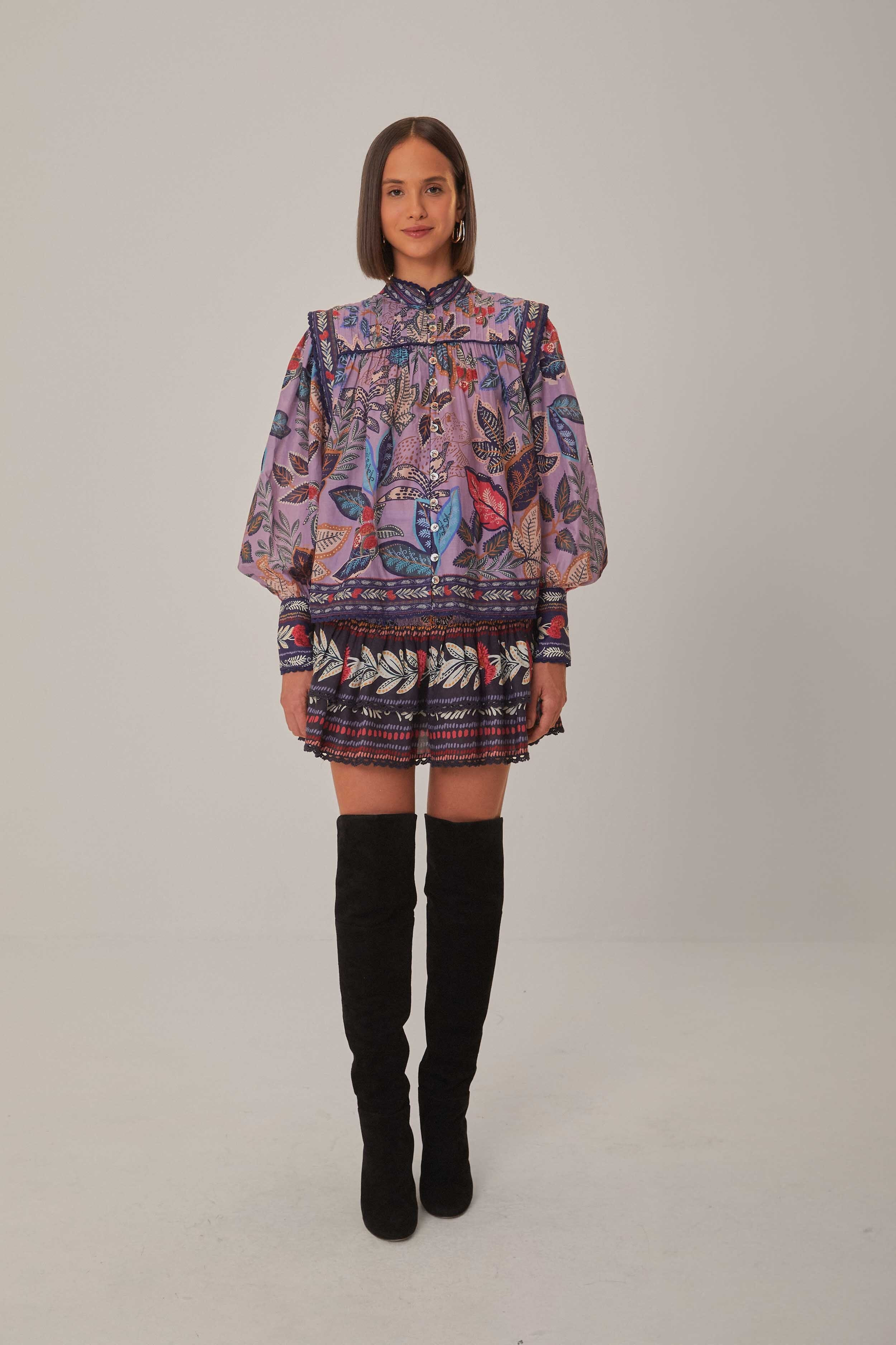 Lavender Wild Night Long Sleeve Blouse | FarmRio (US)