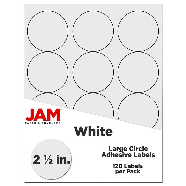 JAM Paper & Envelope Circle Label Sticker Seals, 2.5 in, White, 120 Round Labels/Pack | Walmart (US)