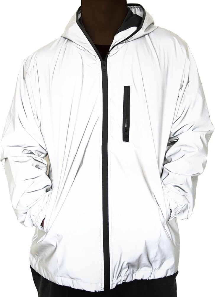 Reflective Coat Hooded Windbreaker Fashion Runing Pocket Jacket | Amazon (US)