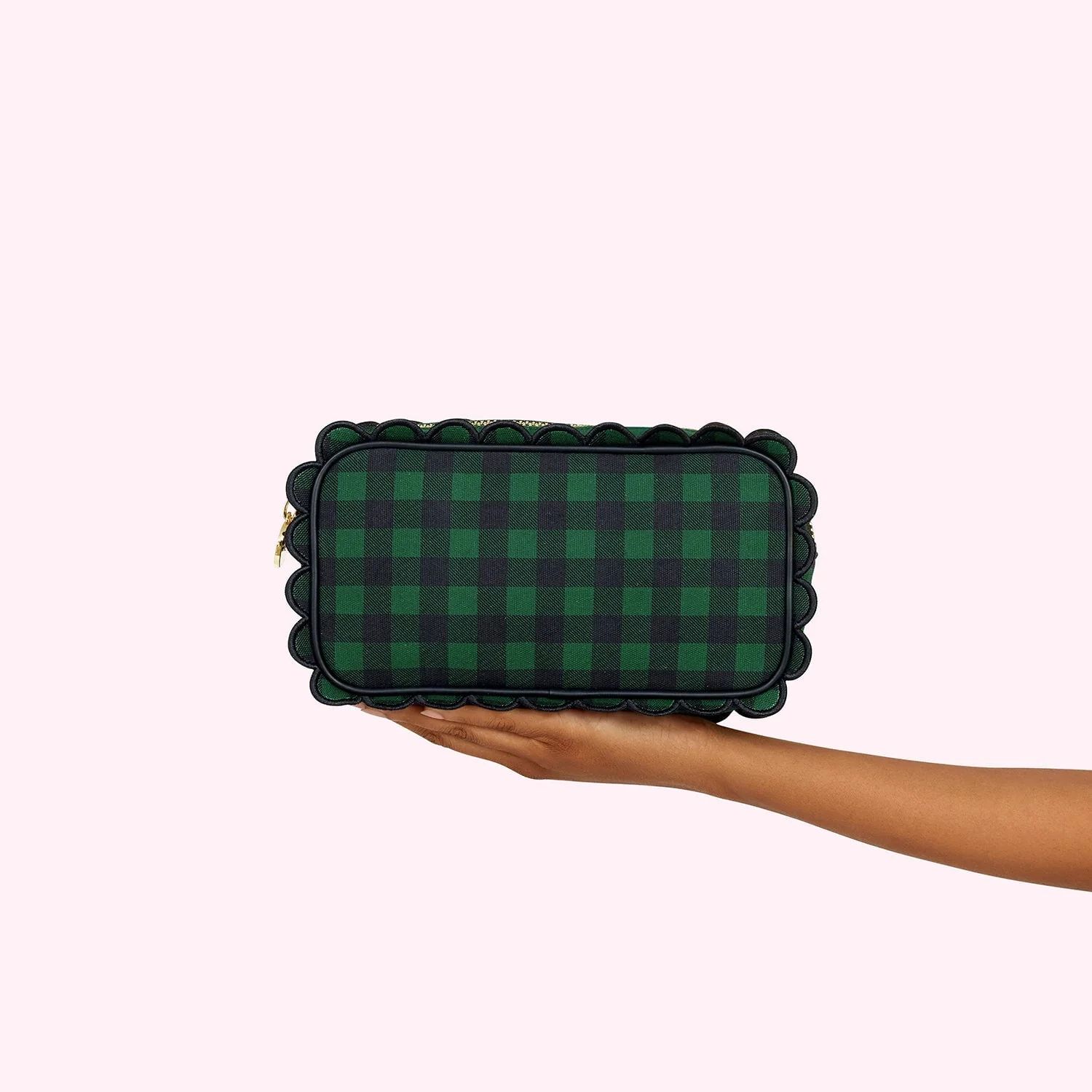 Scalloped Emerald Gingham Small Pouch - Customizable Organization Bag | Stoney Clover Lane | Stoney Clover Lane