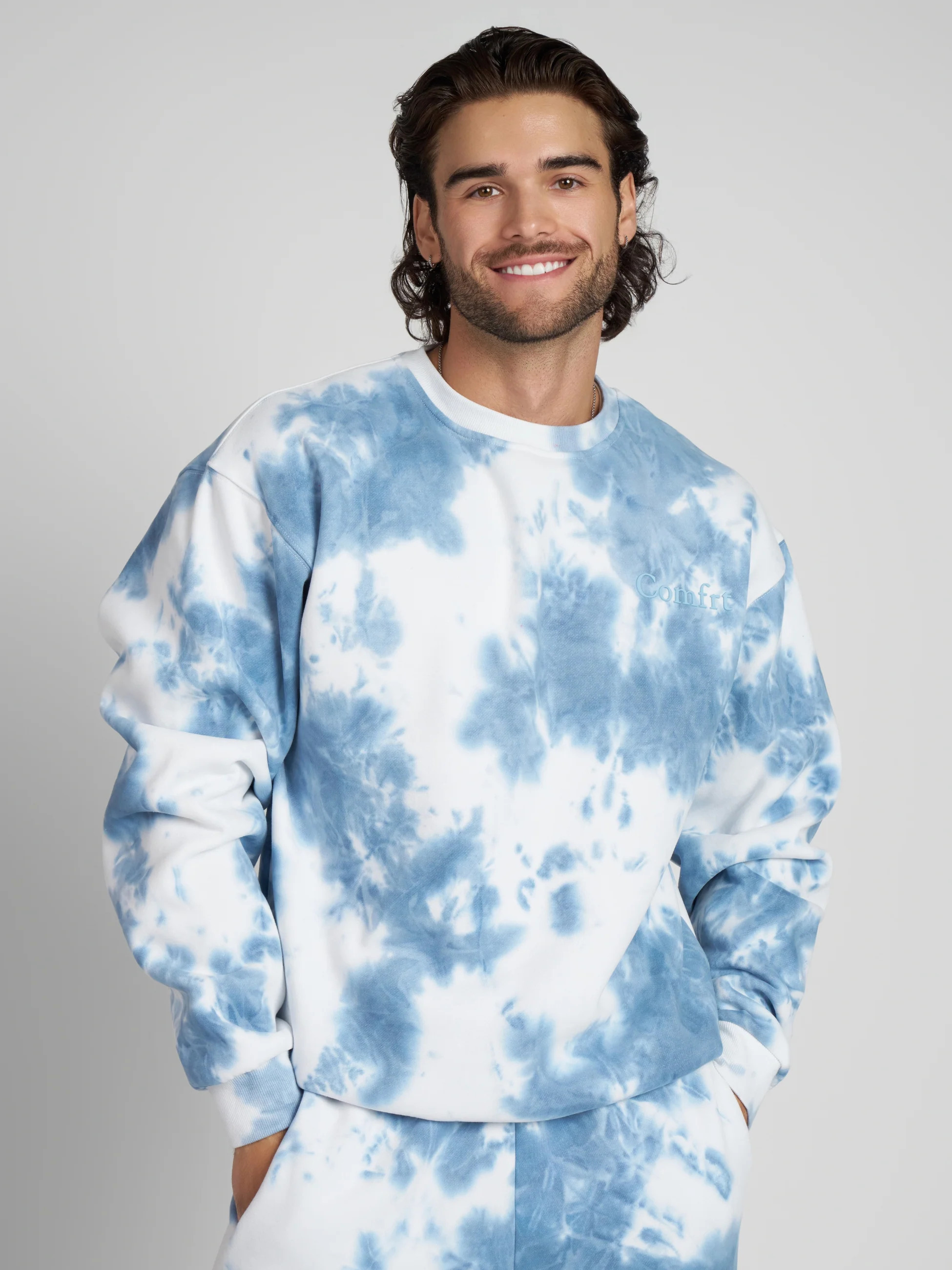 Comfrt Minimalist Crew Sweatshirt | Wave | Blue | Oversized | L | Large | Comfrt