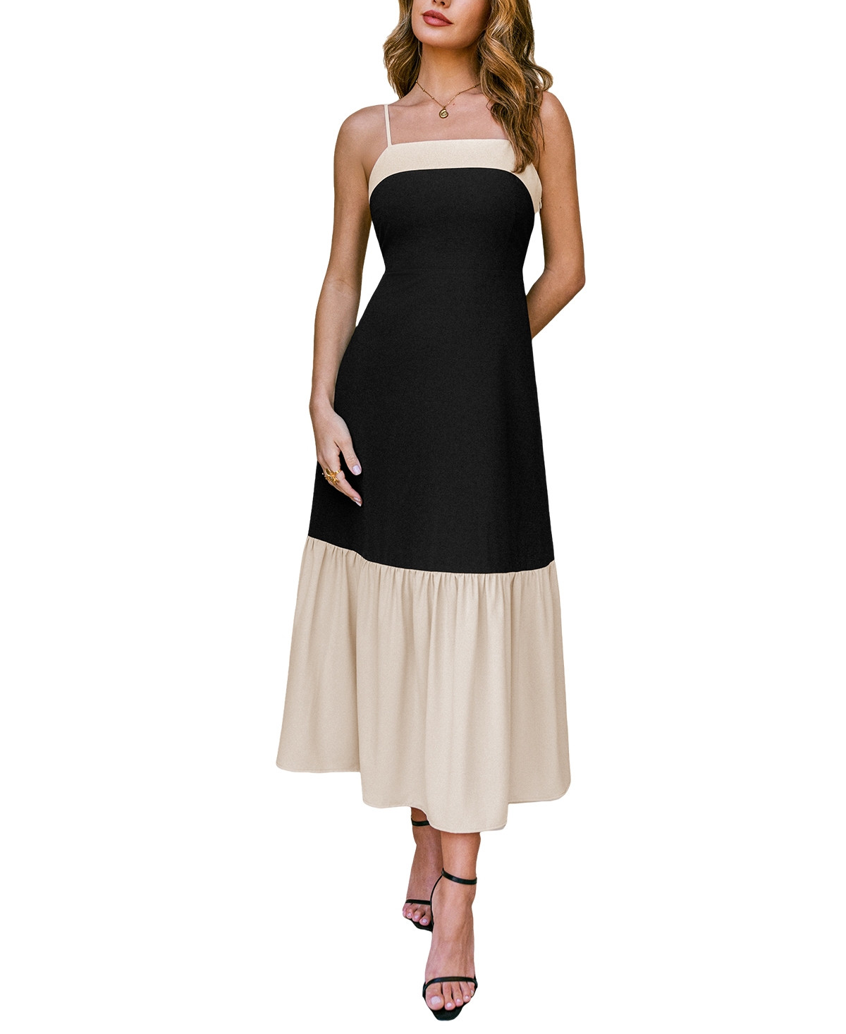 Cupshe Women's So Polished Two-Toned Maxi Beach Dress - Black | Macy's