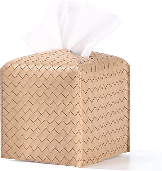 LURRIER Tissue Box Cover, Modern Woven PU Leather Square Tissue Box Holder, Decorative Box for Ba... | Amazon (US)