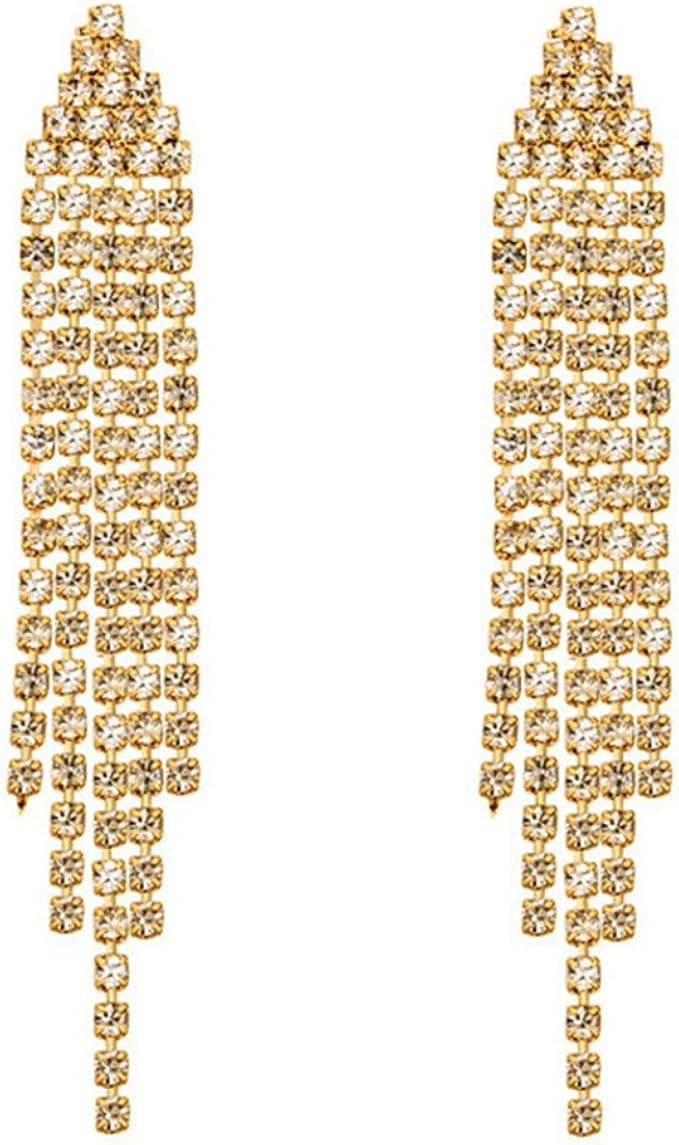 SELOVO Chandelier Tassel Dangle Linear Drop Earrings Party Jewelry Clear Austrian Crystal | Amazon (US)