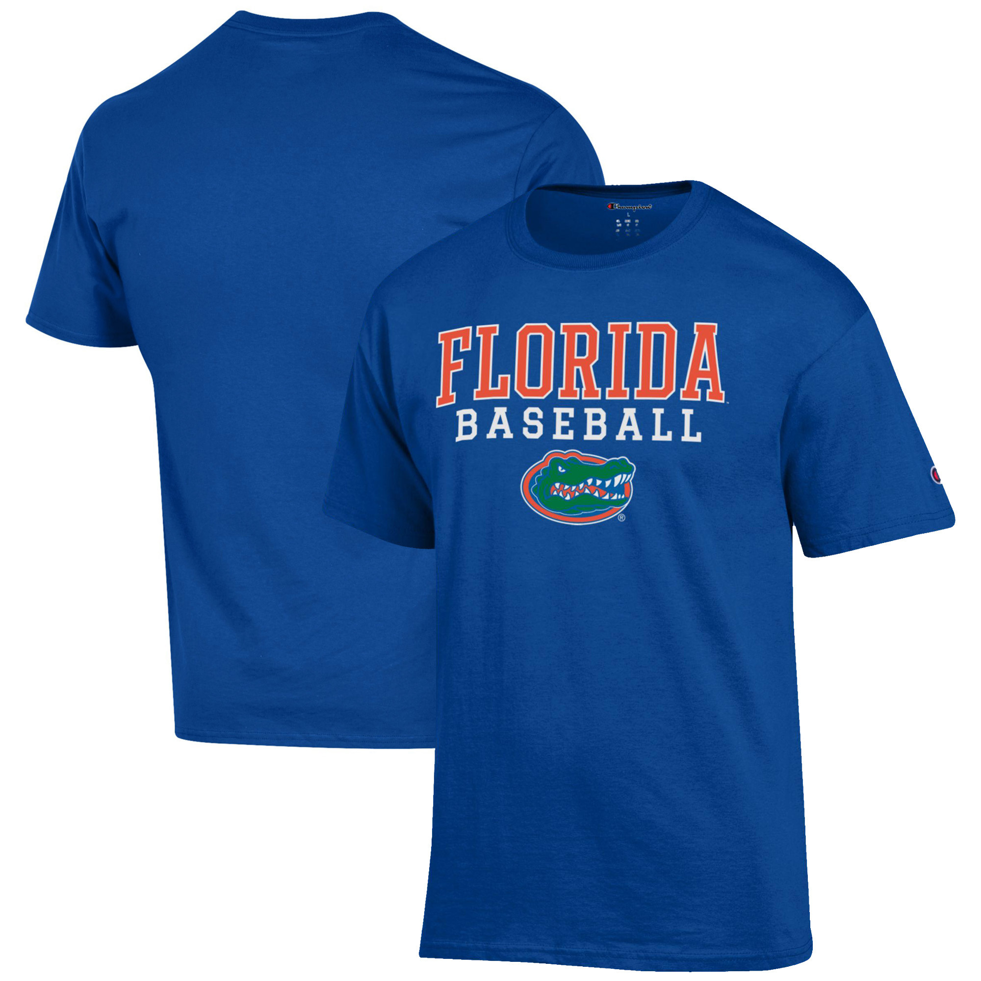 Men's Champion Royal Florida Gators Baseball Stack T-Shirt | Fanatics