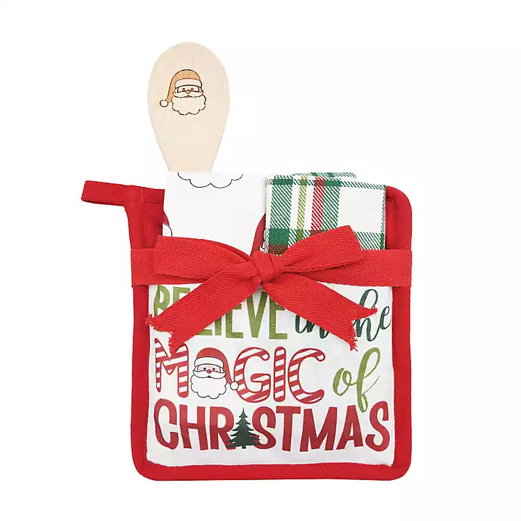 New! Magic of Christmas 4-pc. Pot Holder and Towel Set | Kirkland's Home
