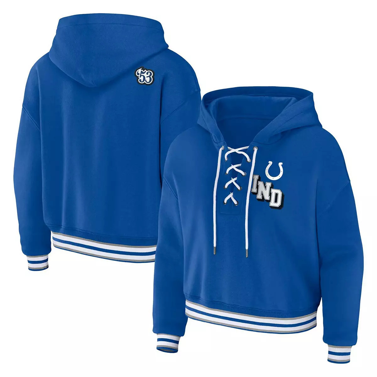 Women's WEAR by Erin Andrews Royal Indianapolis Colts Plus Size Lace-Up Pullover Hoodie | Kohl's