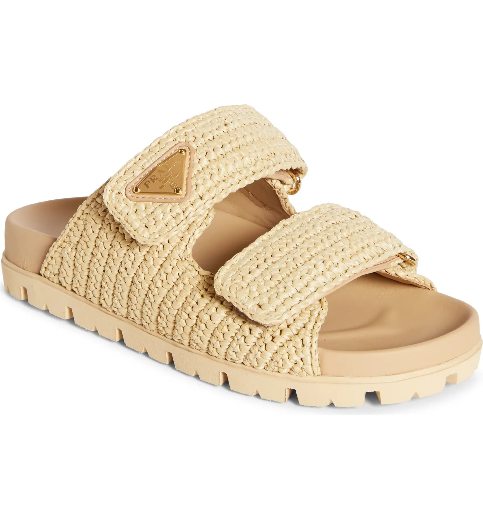 Prada Raffia Double Band Slide Sandal (Women) | Nordstrom | Nordstrom