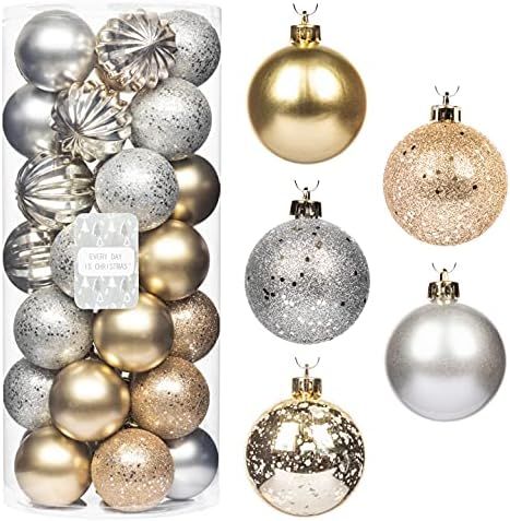 Every Day is Christmas 35ct 70mm/2.75" Christmas Ornaments, Shatterproof Christmas Tree Ornaments... | Amazon (US)