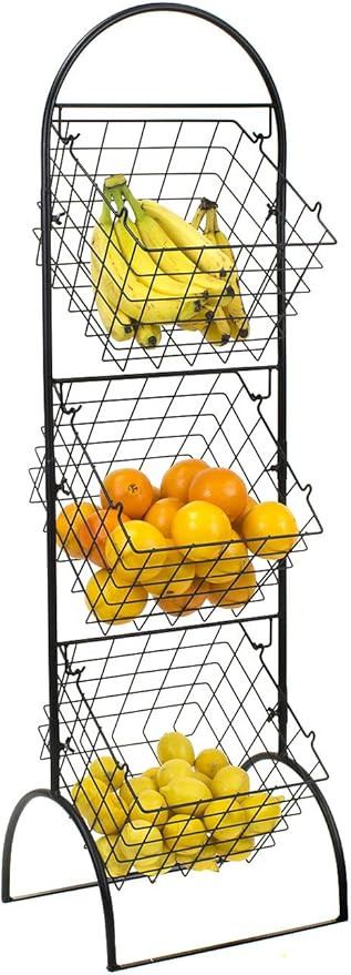 Sorbus 3-Tier Wire Market Basket Storage Stand for Fruit, Vegetables, Toiletries, Household Items... | Amazon (US)