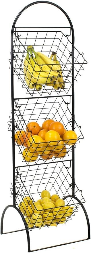 Sorbus 3-Tier Wire Market Basket Storage Stand for Fruit, Vegetables, Toiletries, Household Items... | Amazon (US)