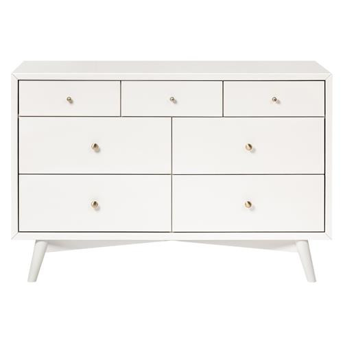 Babyletto Palma Mid Century Modern Cream Pine Wood 7-Drawer Assembled Double Dresser | Kathy Kuo Home