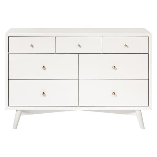 Babyletto Palma Mid Century Modern Cream Pine Wood 7-Drawer Assembled Double Dresser | Kathy Kuo Home