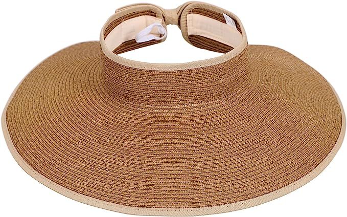 Simplicity Women's UPF 50+ Wide Brim Roll-up Straw Sun Hat Sun Visor | Amazon (US)