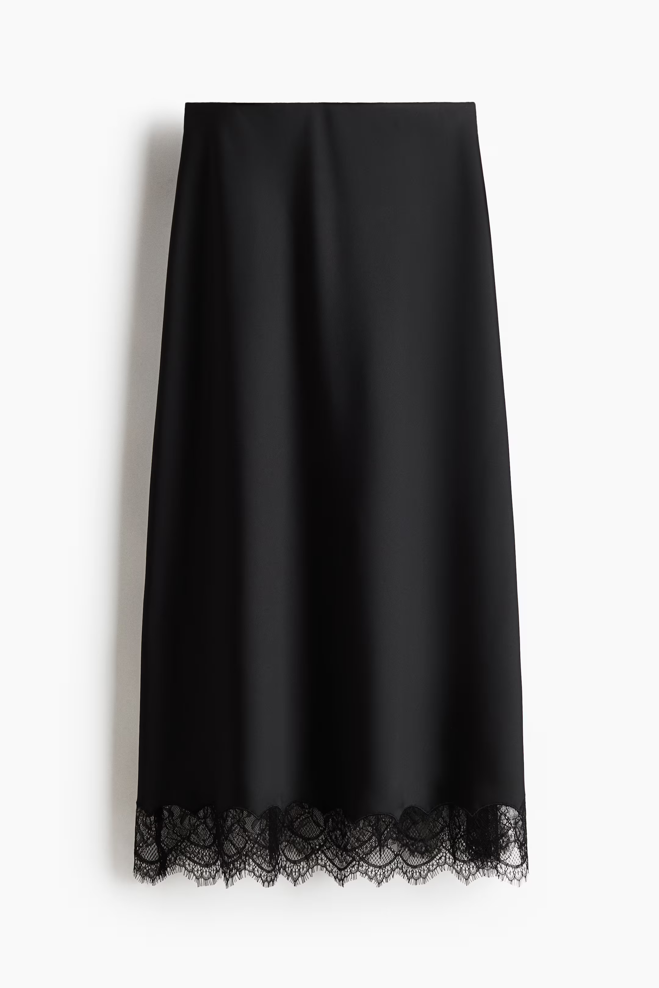 Lace-Trimmed Satin Skirt | H&M (US + CA)