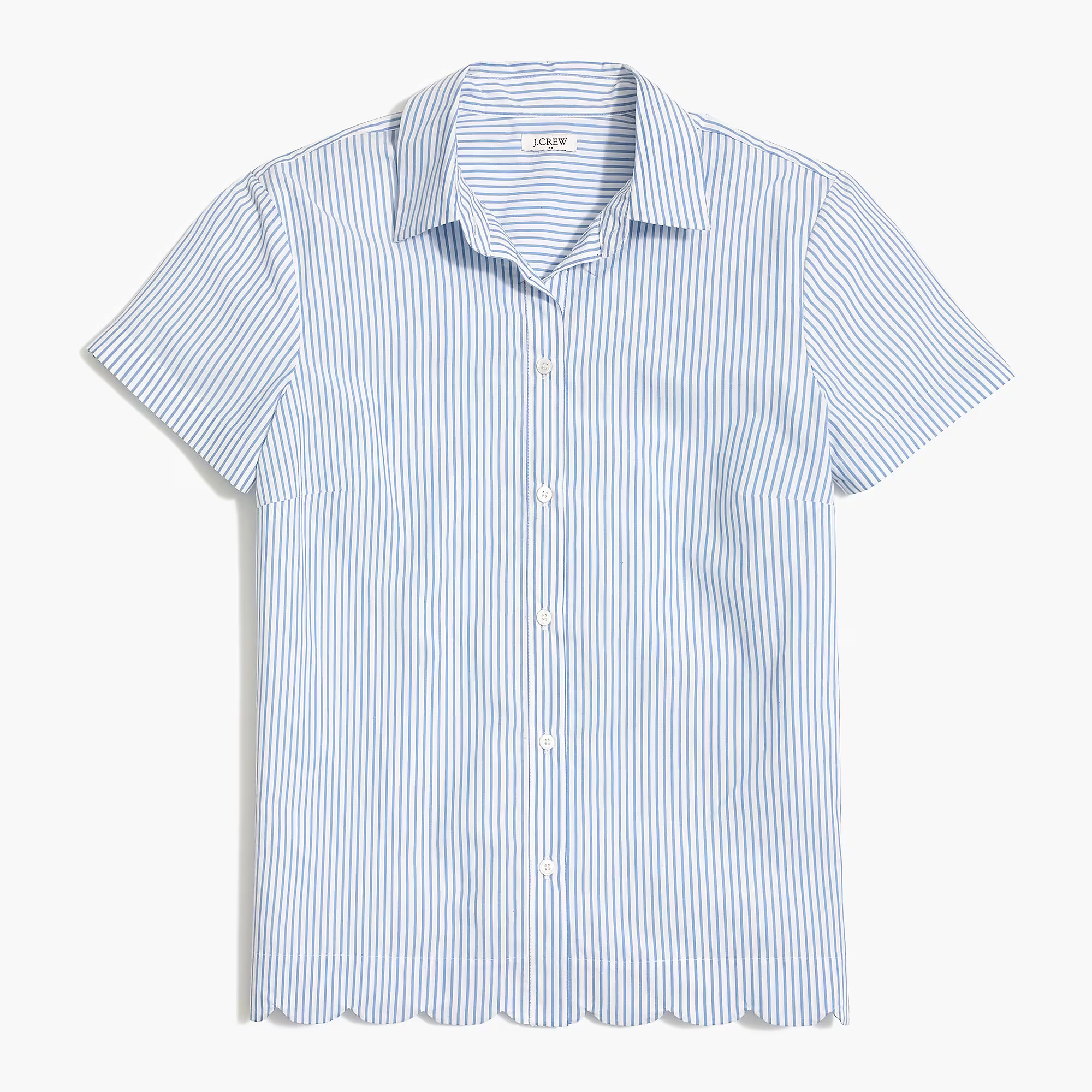 Short-sleeve button-up top with scalloped hem | J.Crew Factory