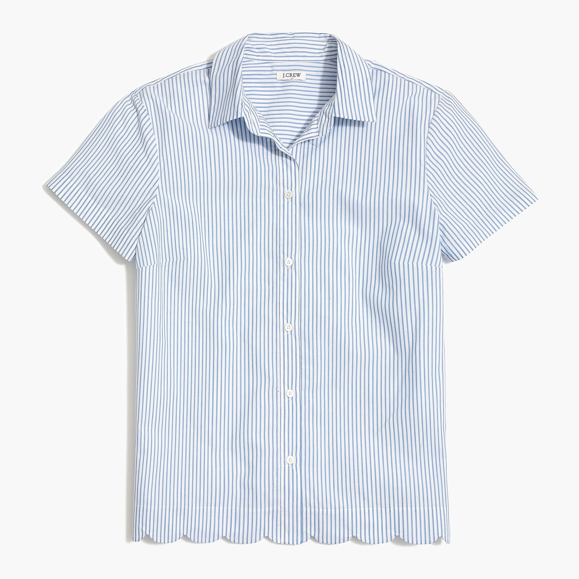 Short-sleeve button-up top with scalloped hem | J.Crew Factory