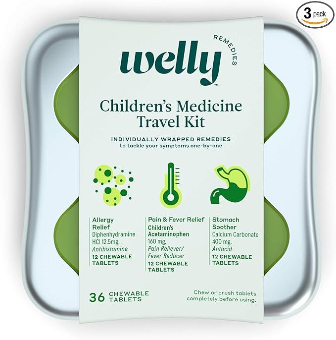 Welly Remedies - Children's Medicine Travel Kit, Individually Wrapped: Allergy Relief, Pain & Fev... | Amazon (US)
