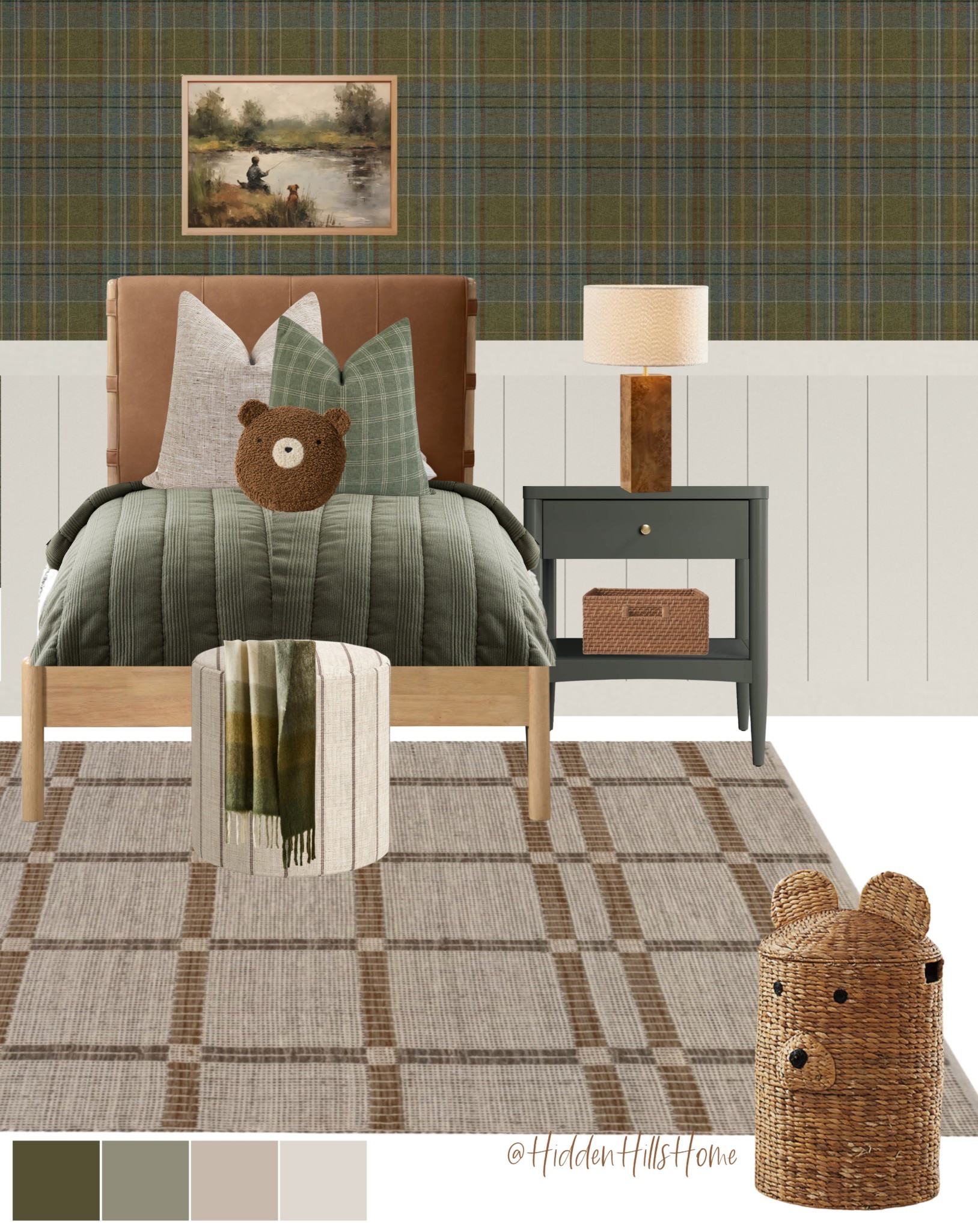 Kids bedroom decor mood board, boys room design, boys bedroom inspiration, home decor ideas, wallpaper, bedroom rug, nightstands, toddler boys room, outdoorsy room 

#LTKHome #LTKSaleAlert #LTKKids
