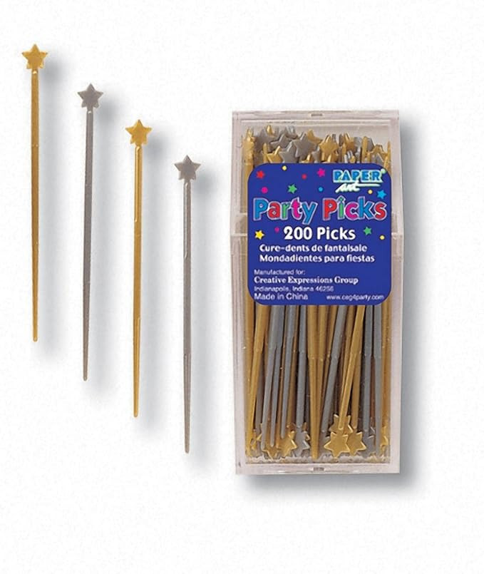Creative Converting Christmas Assorted Plastic Party Picks, Shaped Gold and Silver Stars, Box of ... | Amazon (US)