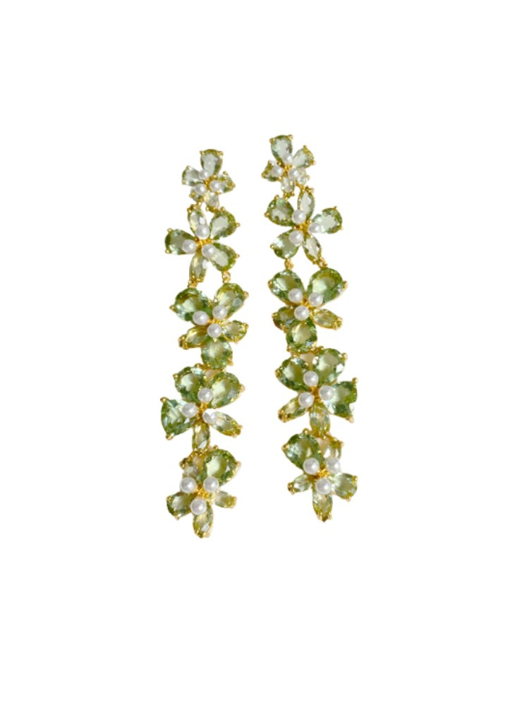 collection earrings: sage green mayfair floral drop earrings | Nicola Bathie Jewelry