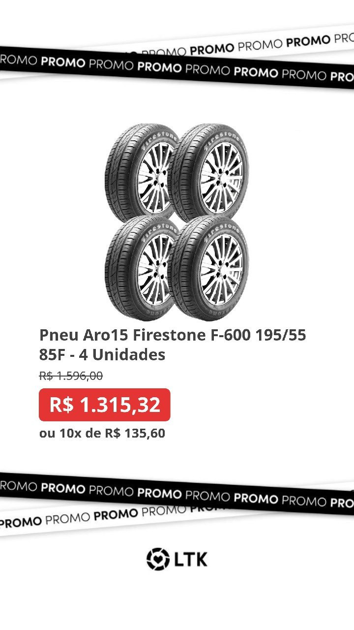 Pneu Firestone Aro 15 em promoção no Extra e com frete grátis. Corre que acaba logo!

#LTKbrasil #LTKsalealert #LTKtravel