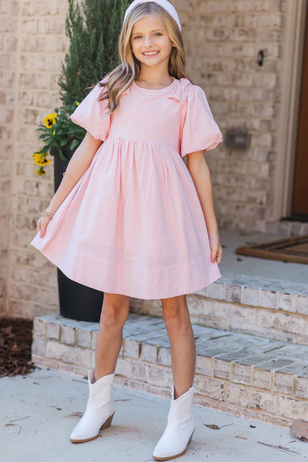 Girls: The Brandy Pink Striped Babydoll Dress | The Mint Julep Boutique