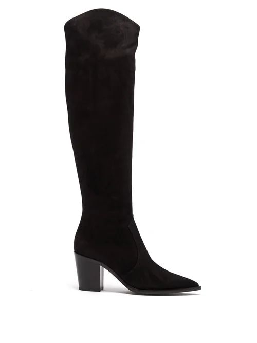 Gianvito Rossi - Denver 70 Suede Knee-high Boots - Womens - Black | Matches (US)