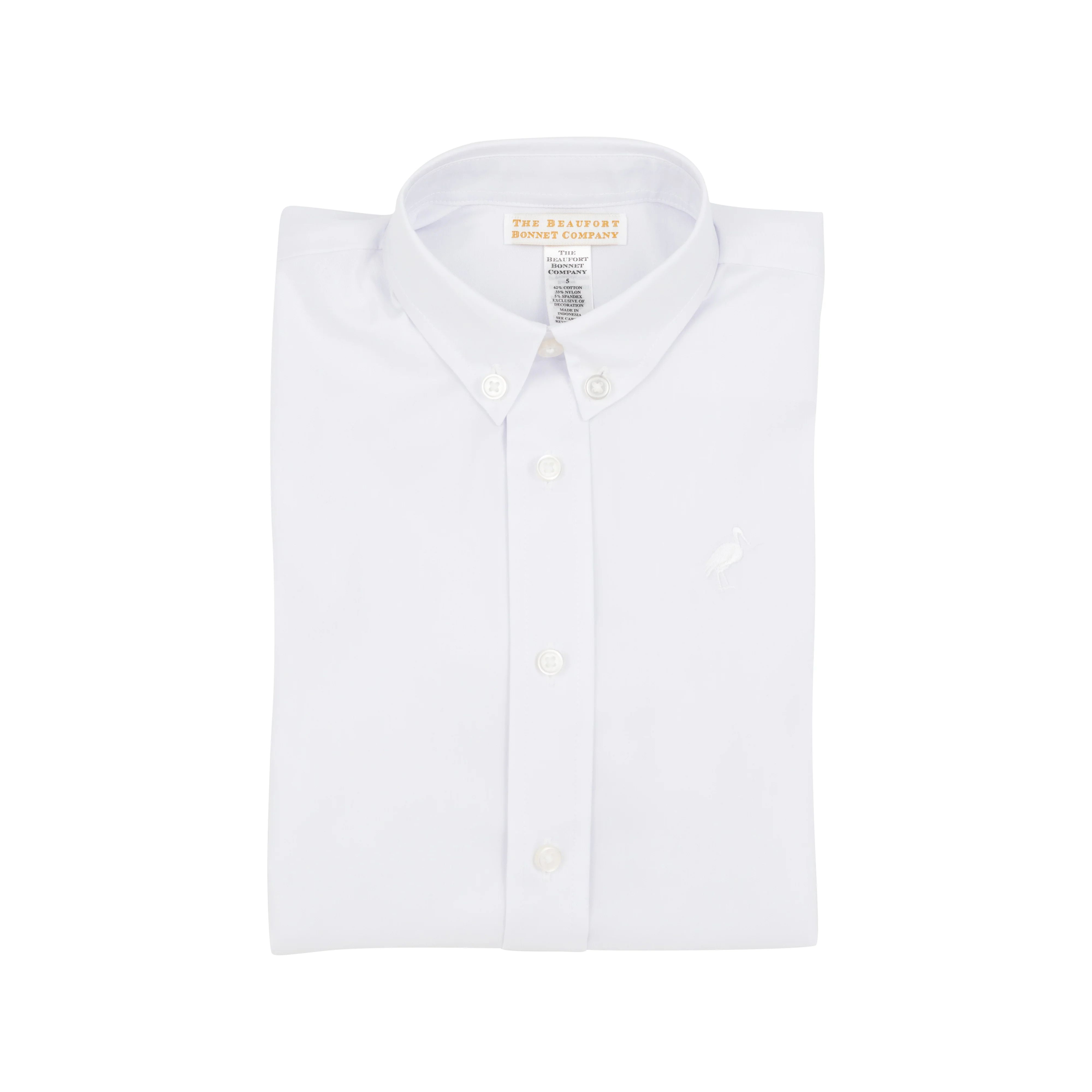 Dean's List Dress Shirt (Oxford) - Worth Avenue White with Worth Avenue White Stork | The Beaufort Bonnet Company