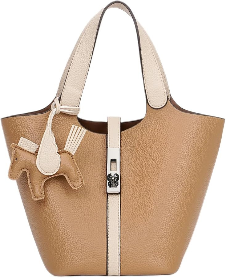 Tote Bag for Women Vegan Leather Bucket Purse for Women Top Handle Handbag Shoulder Bag with Deta... | Amazon (US)