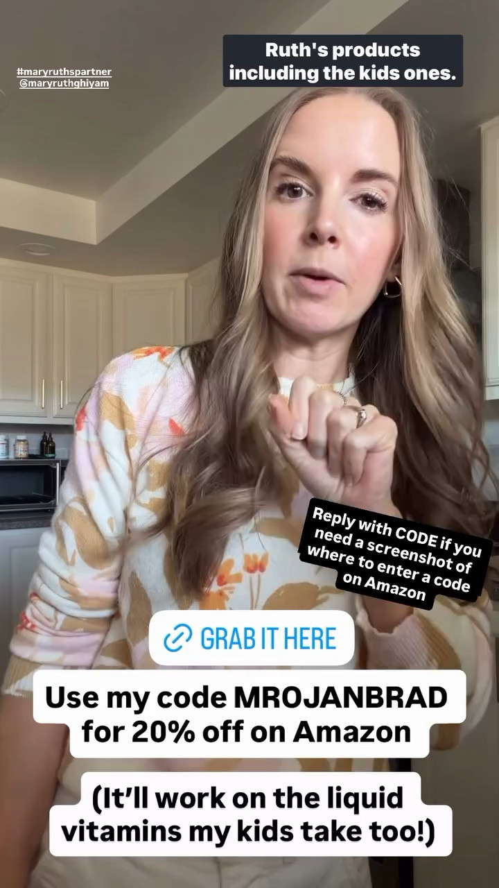 Use my code MROJANBRAD for 20% off on Amazon  #maryruthspartner @maryruthghiyam

(Even works for the vitamins my kids take too!)

#LTKselfcare #LTKKids #LTKBeauty