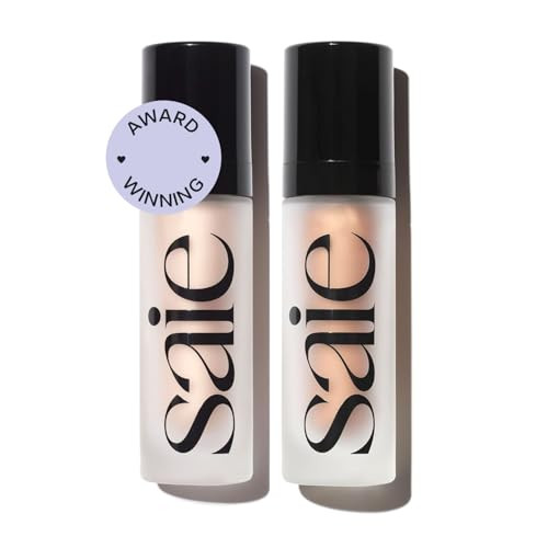 Saie Glowy Super Gel Duo - Illuminating Makeup Primer + All-Over Liquid Highlighter Gel for Dewy, Glass Skin - Vegan Skin Care Infused Glow Serum with Squalane Oil - Sunglow + Starglow (1 Oz, 2 Pack) | Amazon (US)