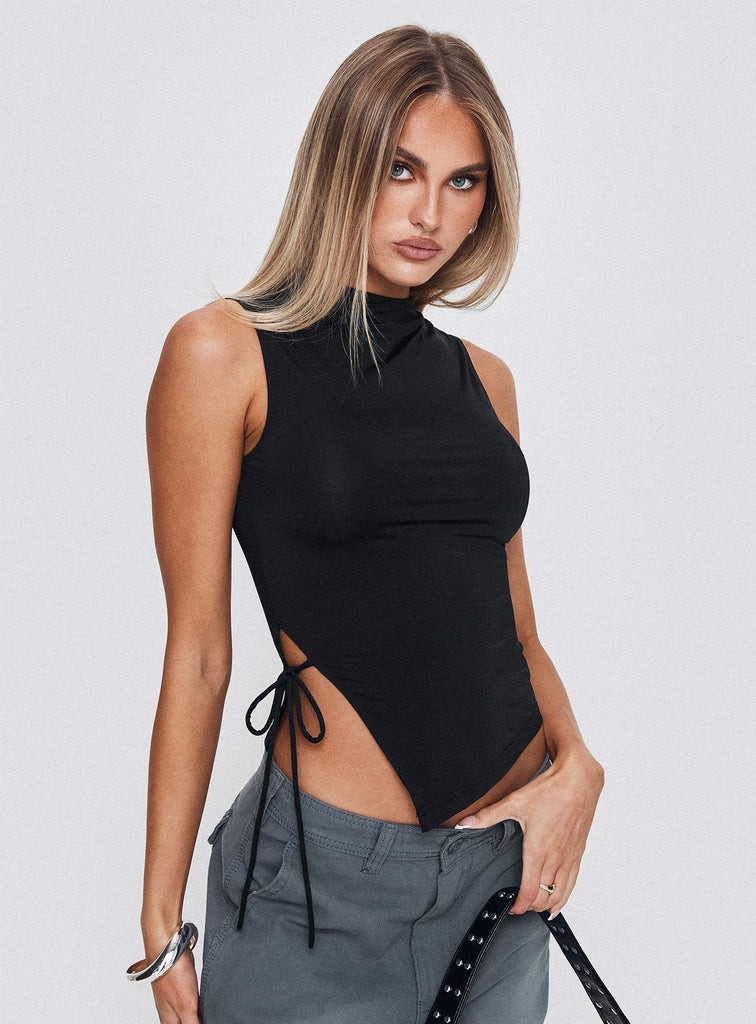 Solarah Tie Side Top Black | Princess Polly US