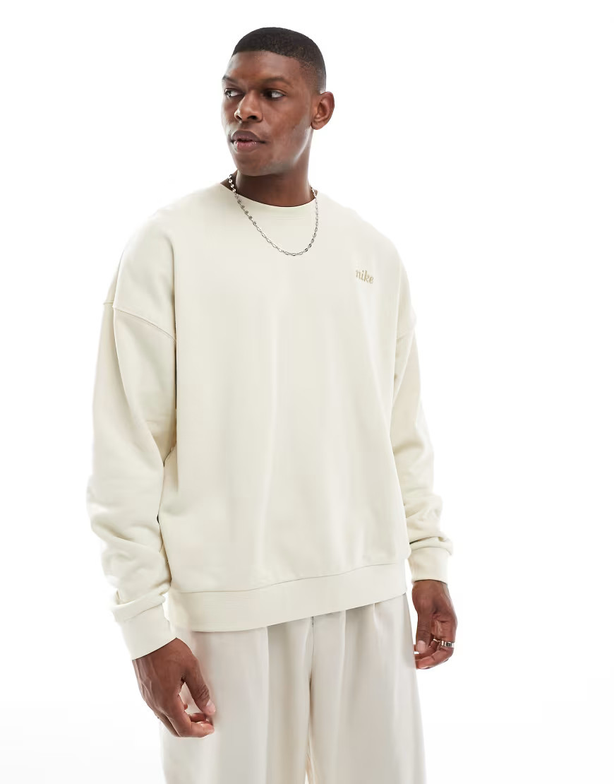 Nike Club oversized sweatshirt in beige-Neutral | ASOS (Global)