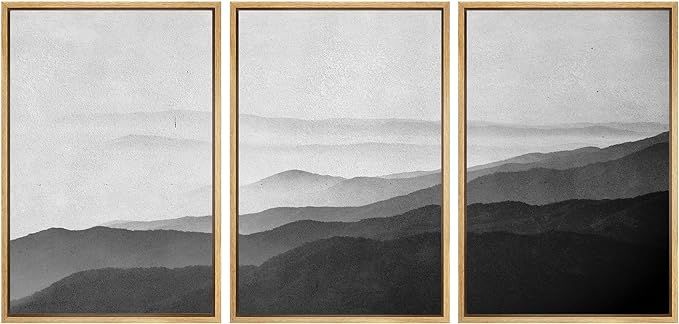 SIGNWIN Framed Canvas Print Wall Art Side of Mountain in Mist Nature Rocky Illustrations Minimali... | Amazon (US)