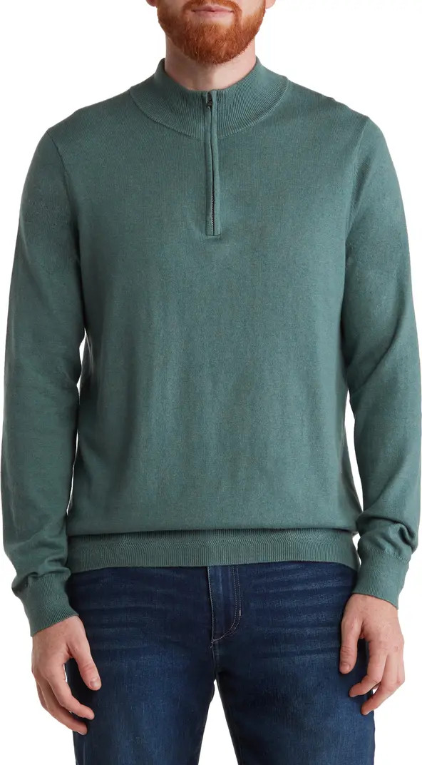14th & Union 14th and Union Cotton Cashmere Quarter Zip Trim Fit Sweater | Nordstromrack | Nordstrom Rack