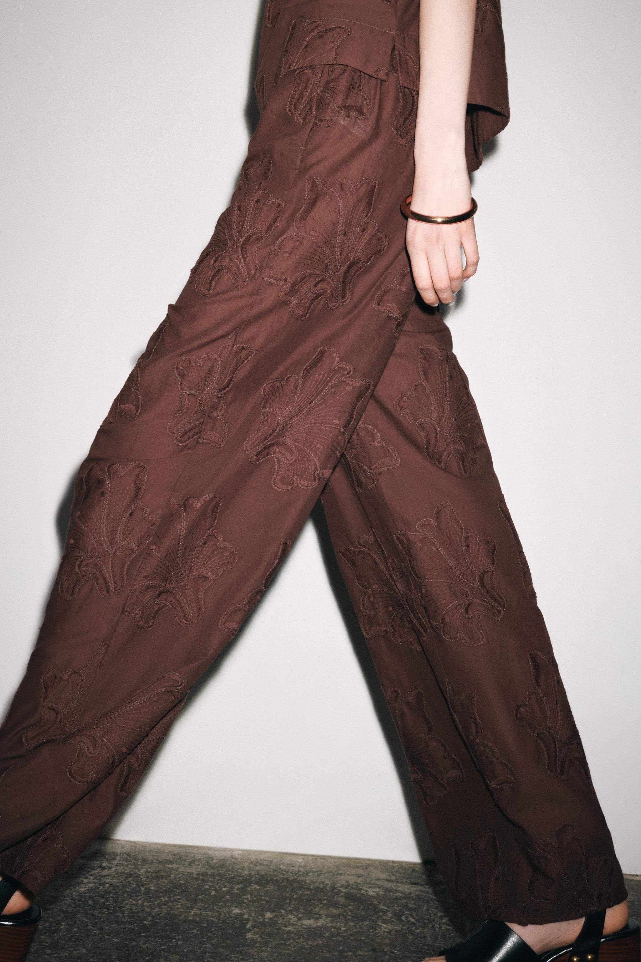 EMBROIDERED PAJAMA PANTS ZW COLLECTION | Zara US