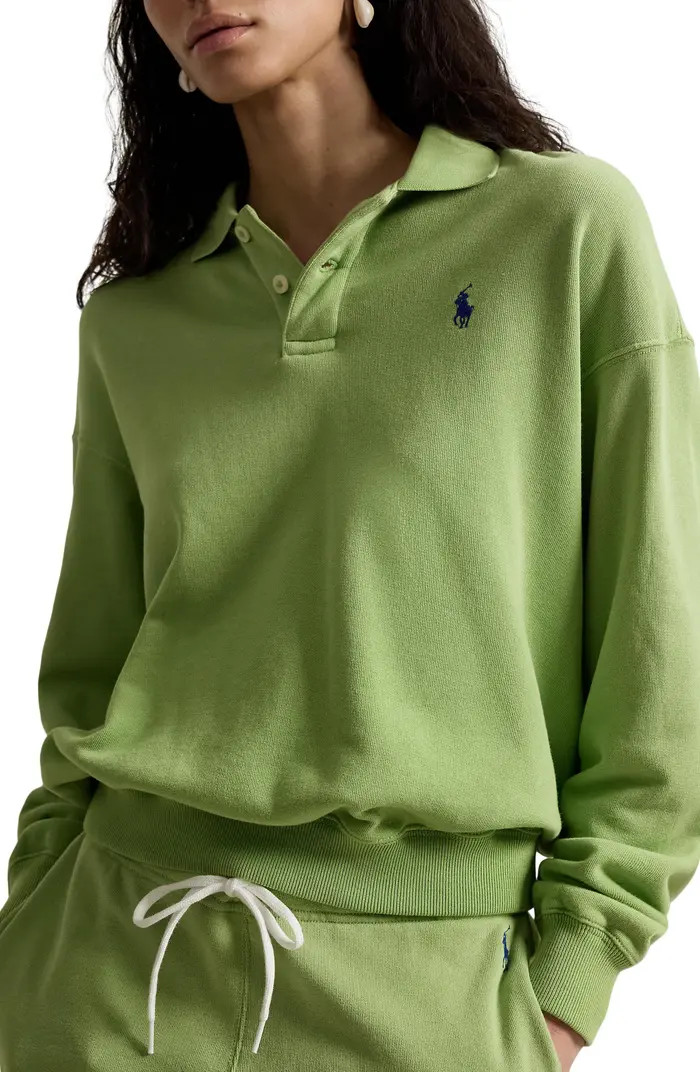 Polo Ralph Lauren Lightweight Fleece Polo Sweatshirt | Nordstrom | Nordstrom