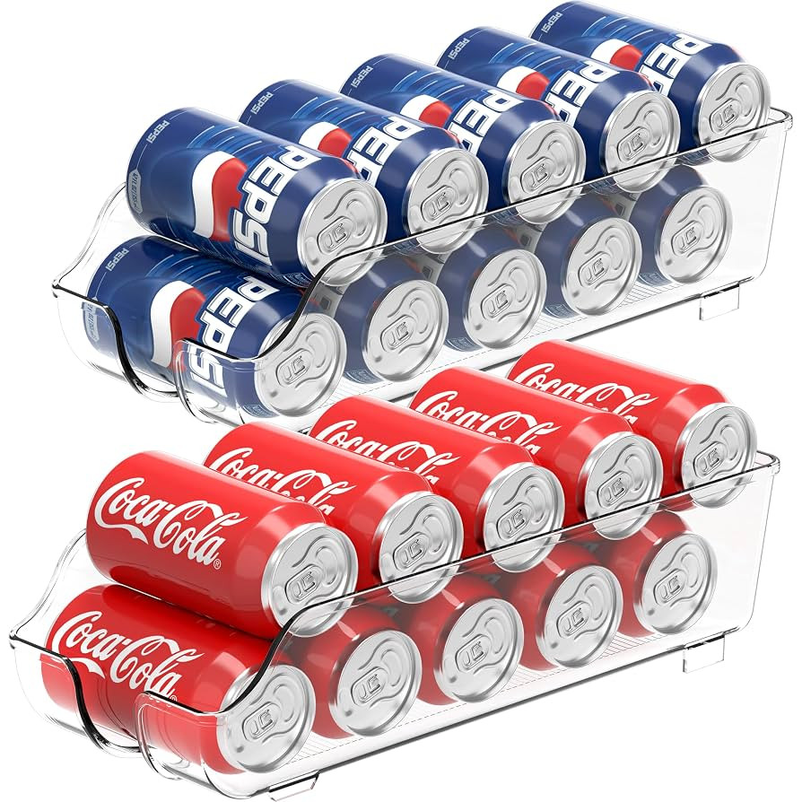 Simple Houseware Soda Can Organizer and Dispenser for Refrigerator / Pantry, Clear, Set of 2 | Amazon (US)