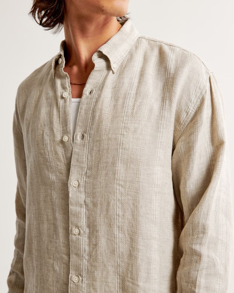 Men's Summer Linen-Blend Button-Up Shirt | Men's Tops | Abercrombie.com | Abercrombie & Fitch (US)