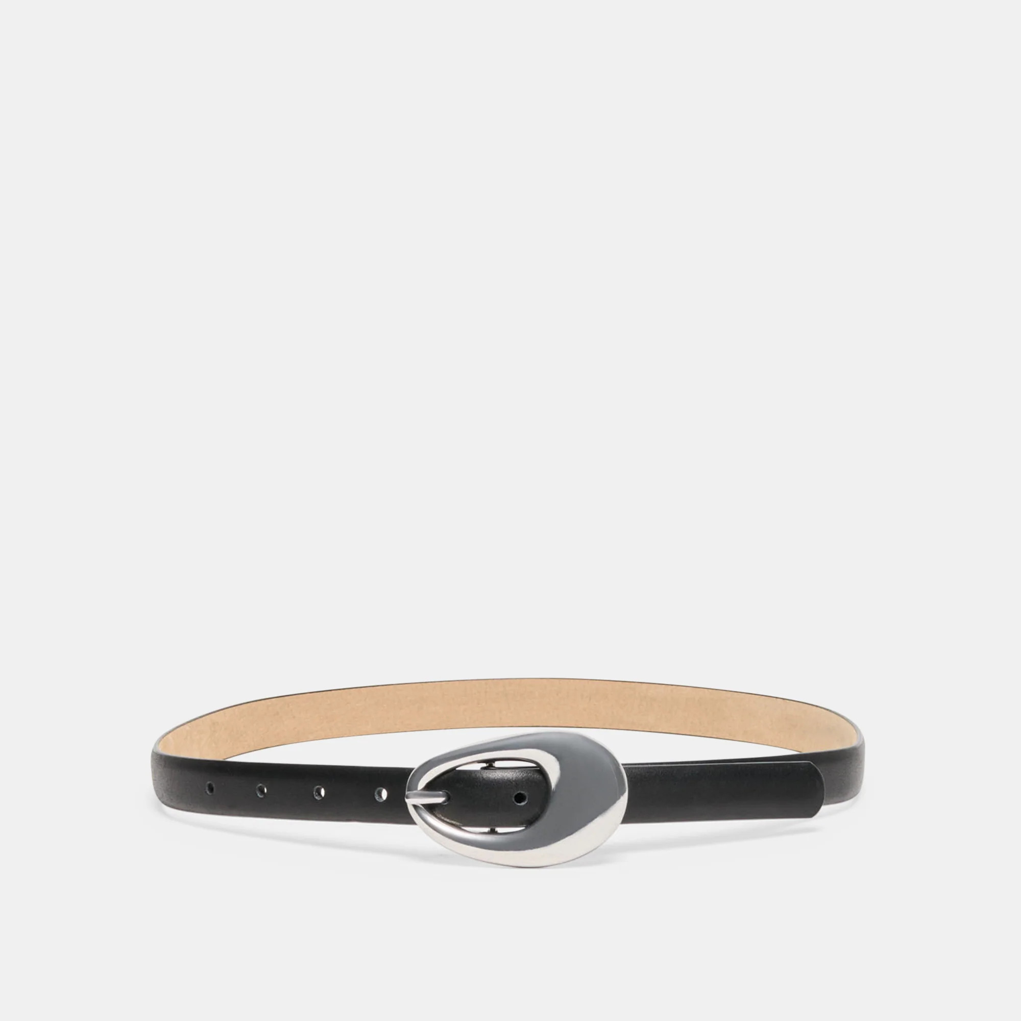 Organic Oval Buckle Belt Black Silver | DolceVita.com