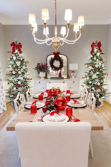 Dining room Christmas decor Christmas tree Christmas tablescape dining table chairs 

#LTKhome #LTKsalealert #LTKHoliday