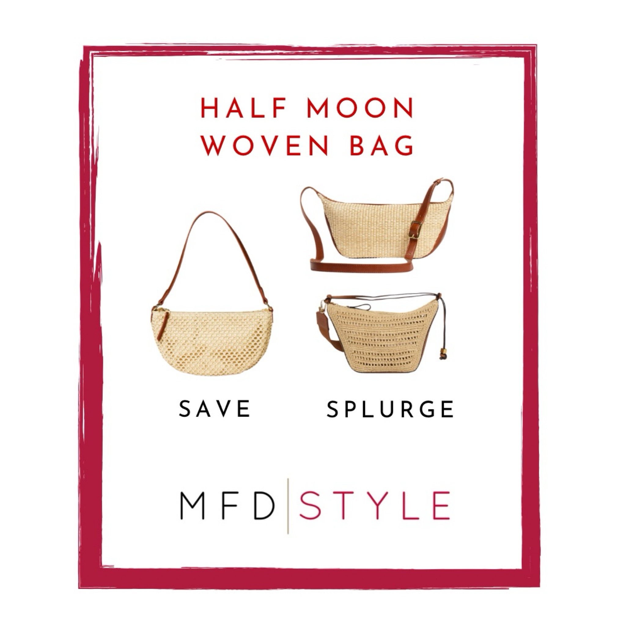 Raffia bags scream summer!🔆
Love these half moon styles!